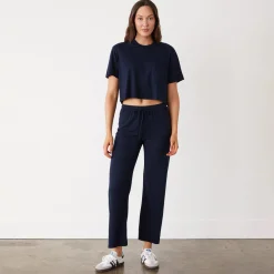 MONROW Organic Jersey Crop Pant DARKNAVY Discount